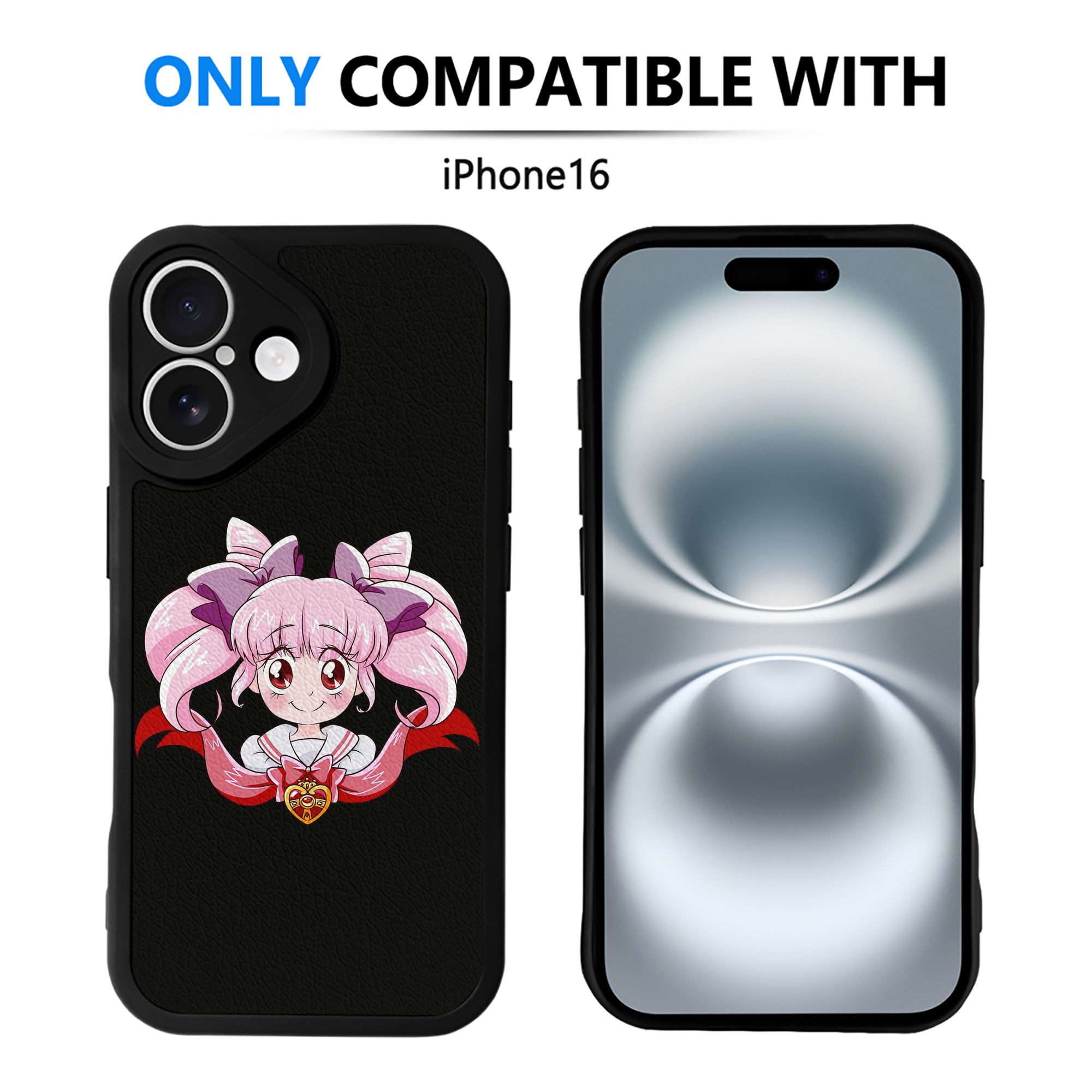 （画像用） 美少女戦士セーラームーン ちびうさ Sailor Moon Chibiusa Tsukino Usagi Small Lady Serenity 【iPhone 16シリーズ対応】シリコンスマホケース（レザー調） 材質：シリコン